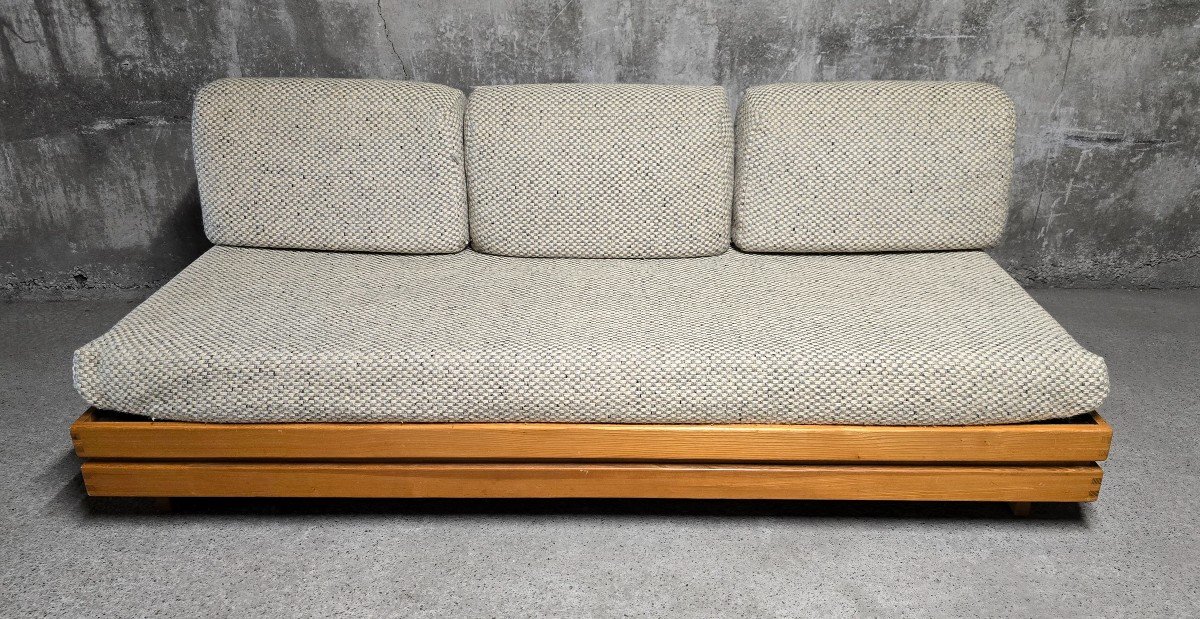 Canapé - Daybed Et Fauteuil Maison Regain 60/70 En Orme Vintage-photo-3