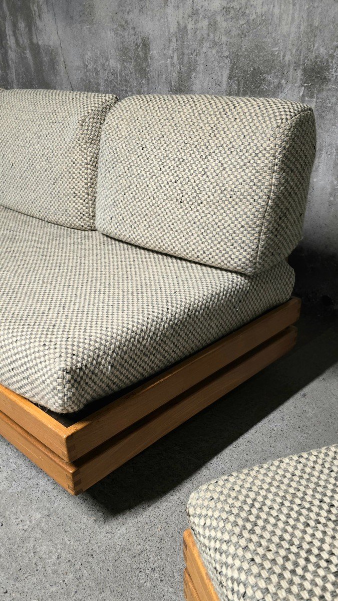 Canapé - Daybed Et Fauteuil Maison Regain 60/70 En Orme Vintage-photo-1