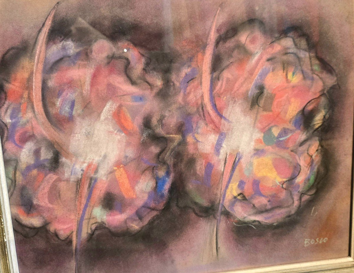 Pastel By Pierre Bosco (1909-1993) - "french Cancan Dancers"-photo-2