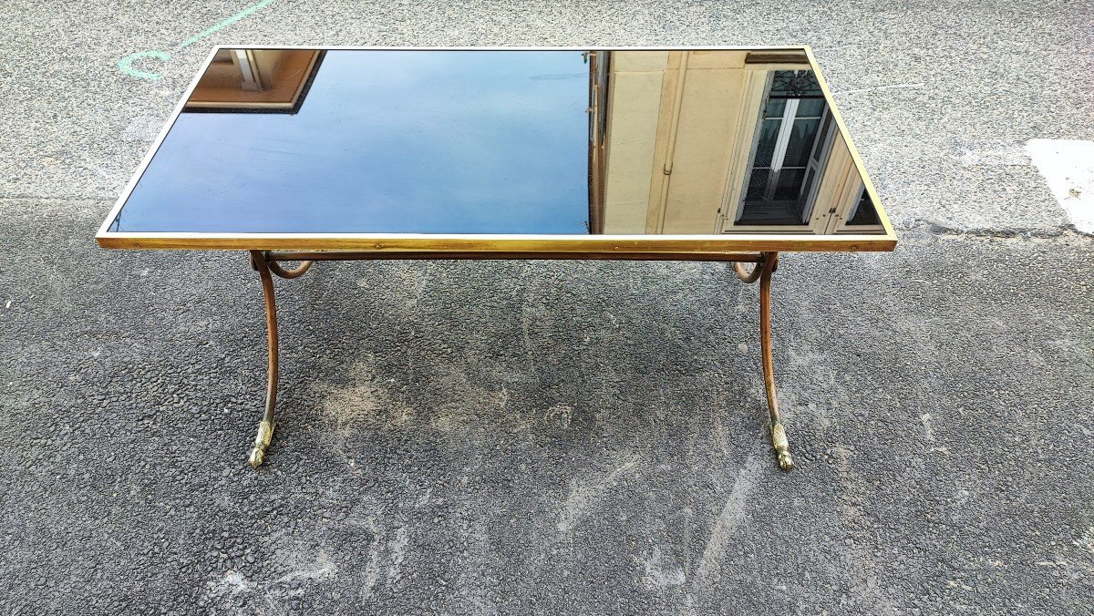 Coffee Table In Bronze And Smoked Glass In The Taste Of Maison Jansen 60/70-photo-2