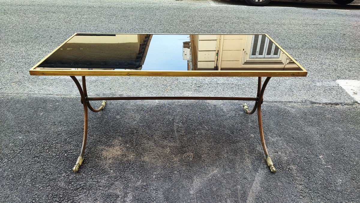 Coffee Table In Bronze And Smoked Glass In The Taste Of Maison Jansen 60/70-photo-3