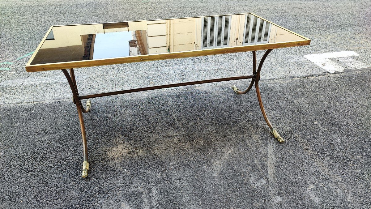 Coffee Table In Bronze And Smoked Glass In The Taste Of Maison Jansen 60/70-photo-4