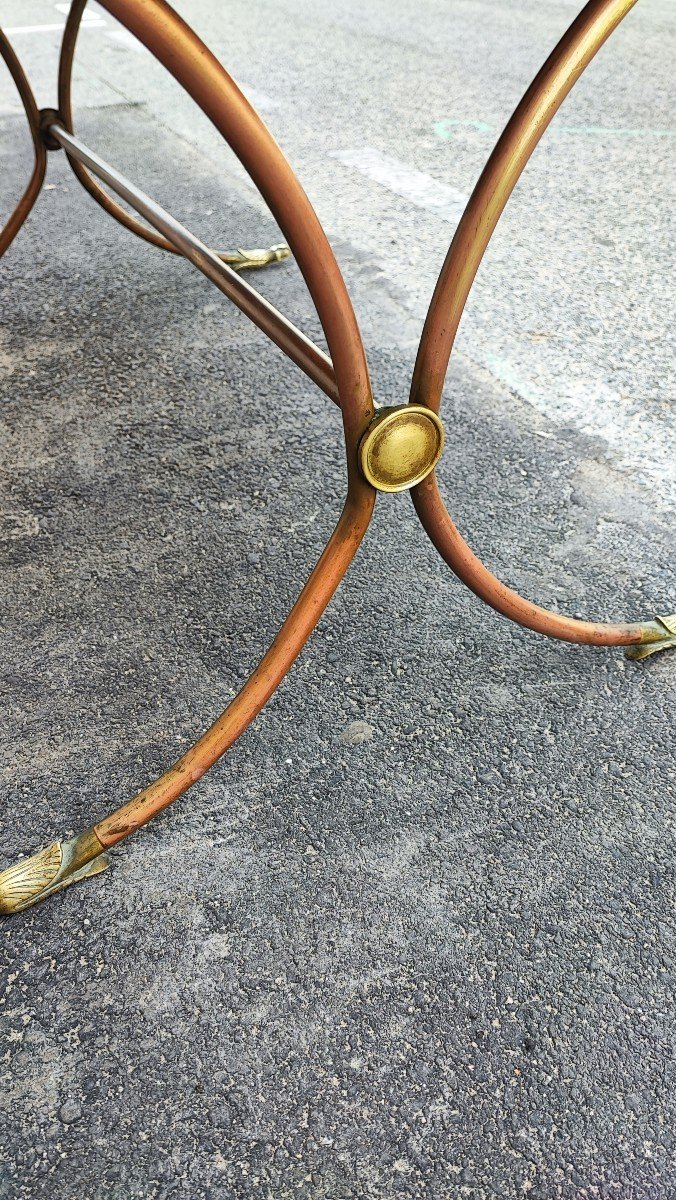 Coffee Table In Bronze And Smoked Glass In The Taste Of Maison Jansen 60/70-photo-2