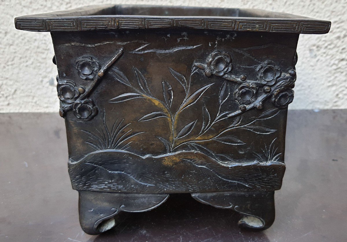 Japanese Bronze Planter (suiban) Meiji Period-photo-4