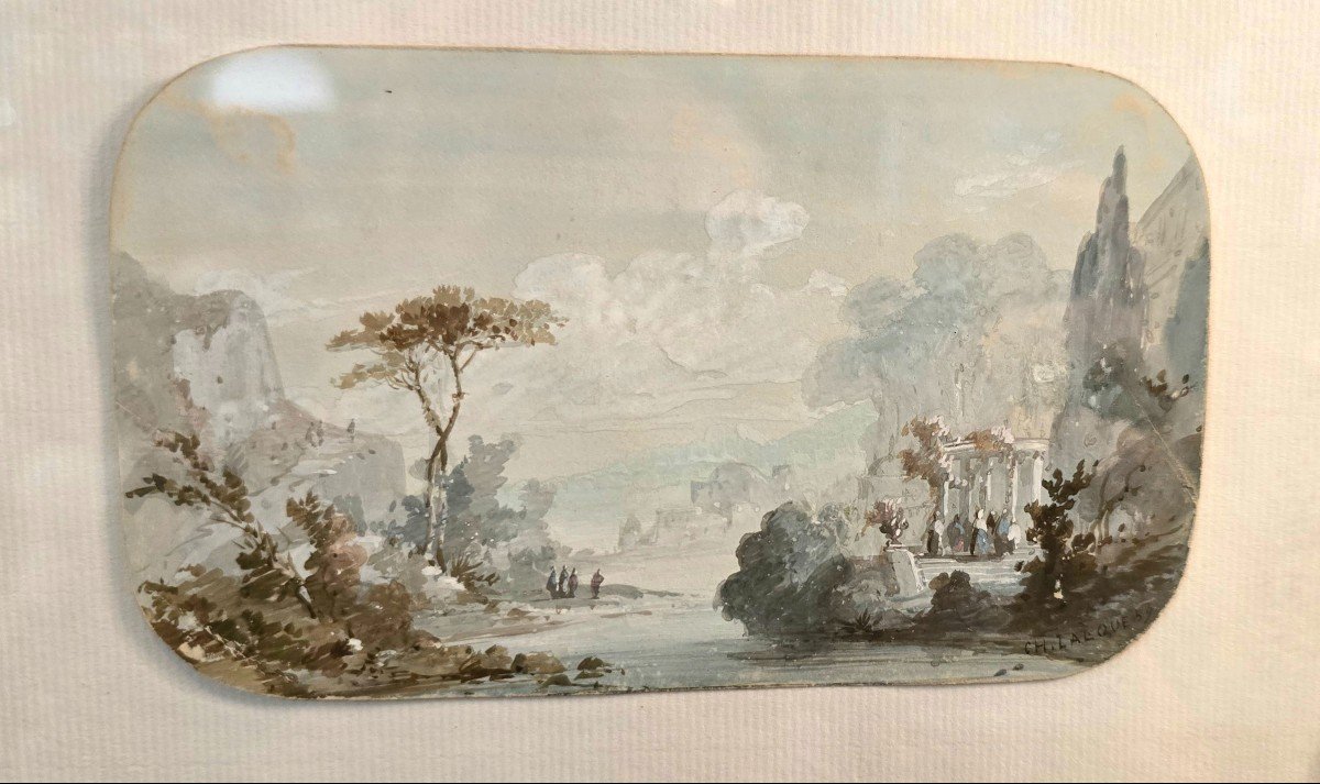 Charles Lalou (- 1870 - Oil On Paper  -photo-4