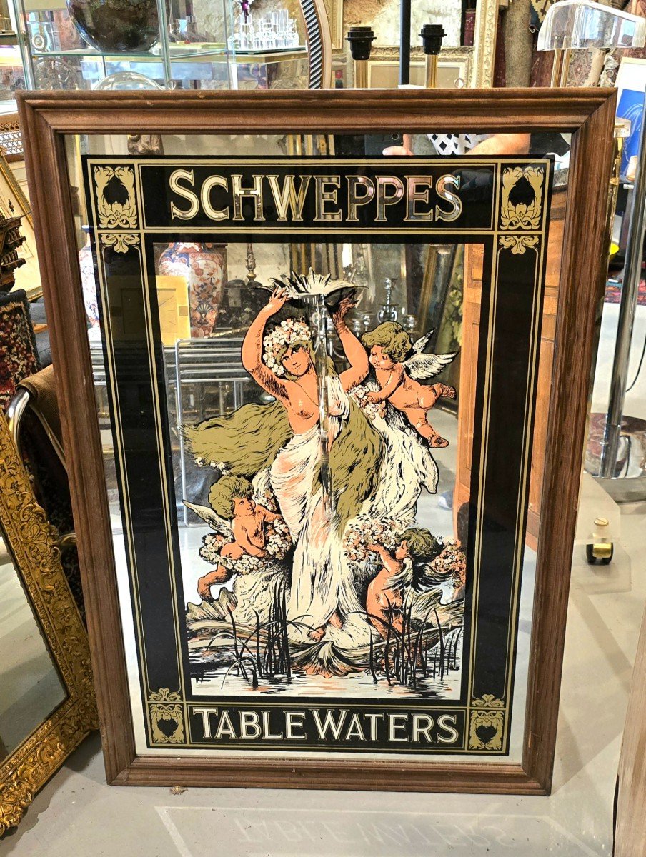 Vintage Schweppes Mirror, Bar, Art Deco 88 Cm
