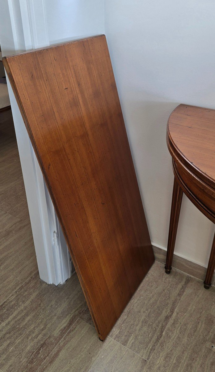 Half-moon Table In Walnut, Louis XVI – XX Style - With Extension-photo-3