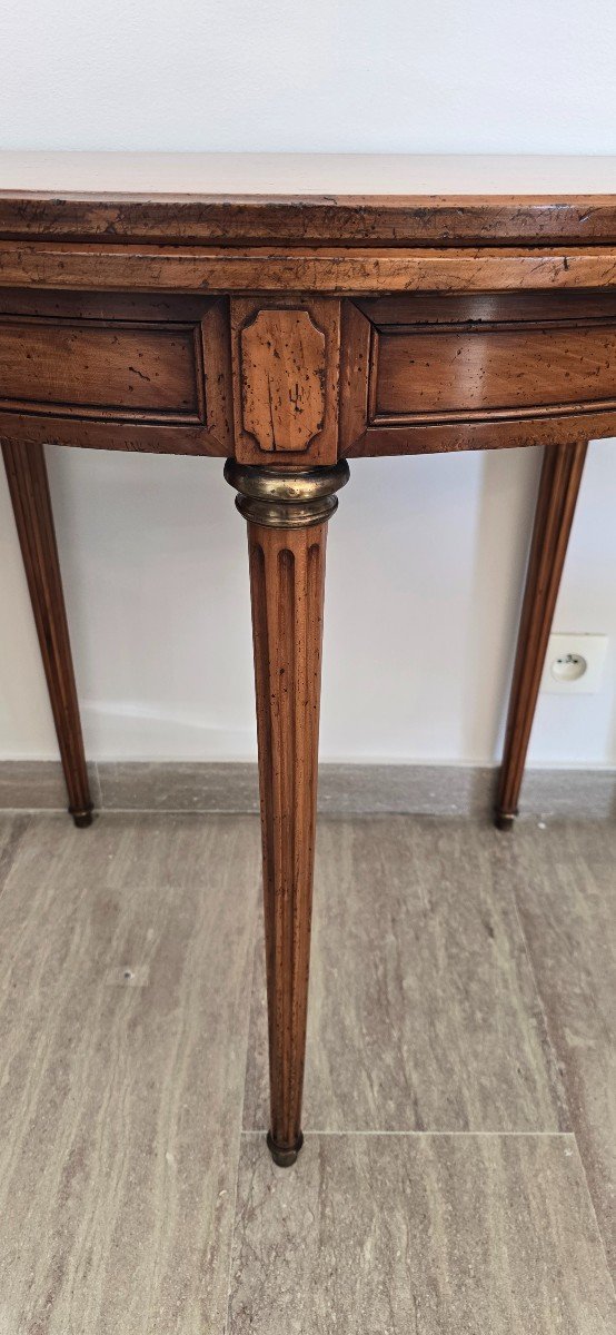 Half-moon Table In Walnut, Louis XVI – XX Style - With Extension-photo-1