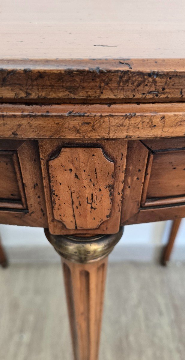 Half-moon Table In Walnut, Louis XVI – XX Style - With Extension-photo-2