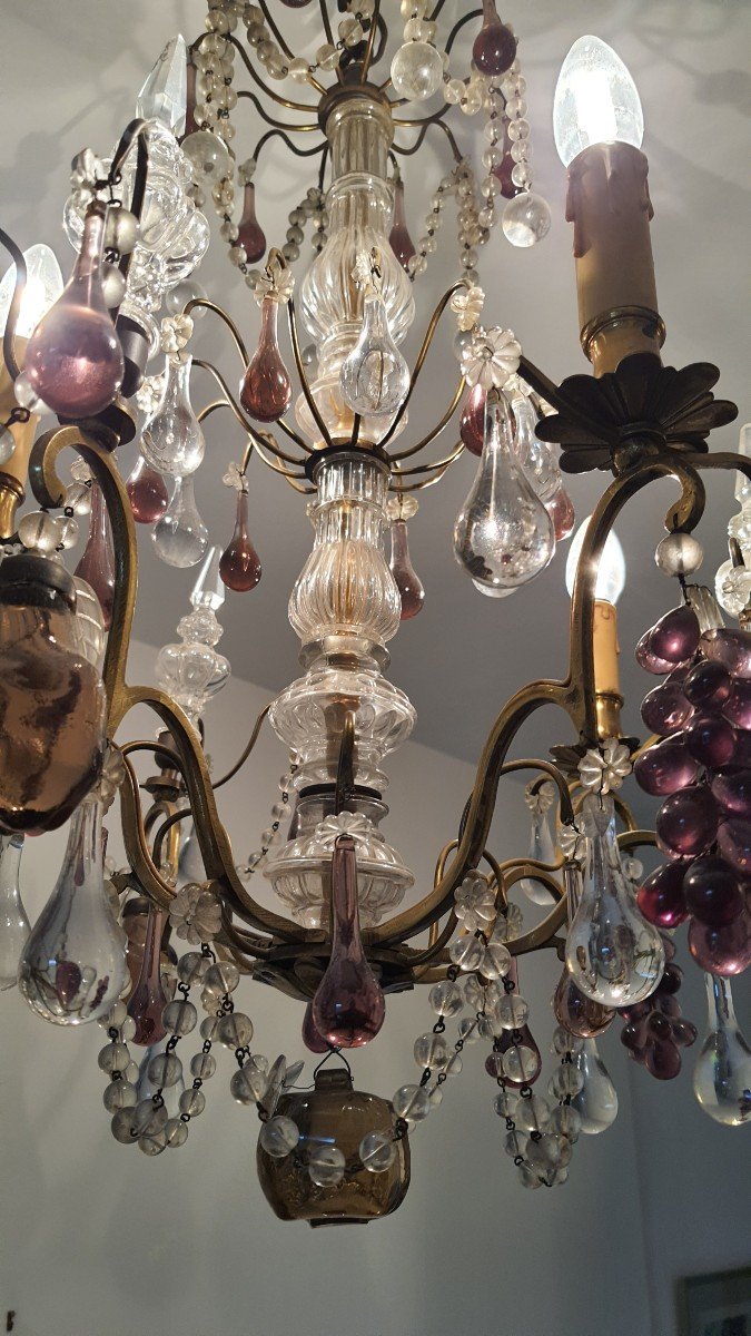 Large Vintage Murano Chandelier 6 Lights-photo-5