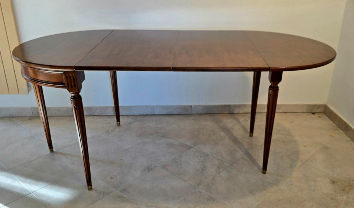 Table Demi-lune En Merisier, Style Louis XVI – Avec 2 Rallonges-photo-2