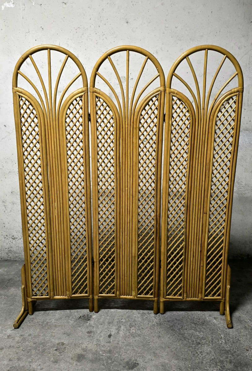 Vintage Rattan And Bamboo Screen 1950/60