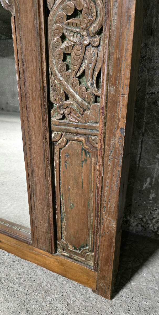 Large Mirror - Indian Carved Wooden Headboard -photo-5