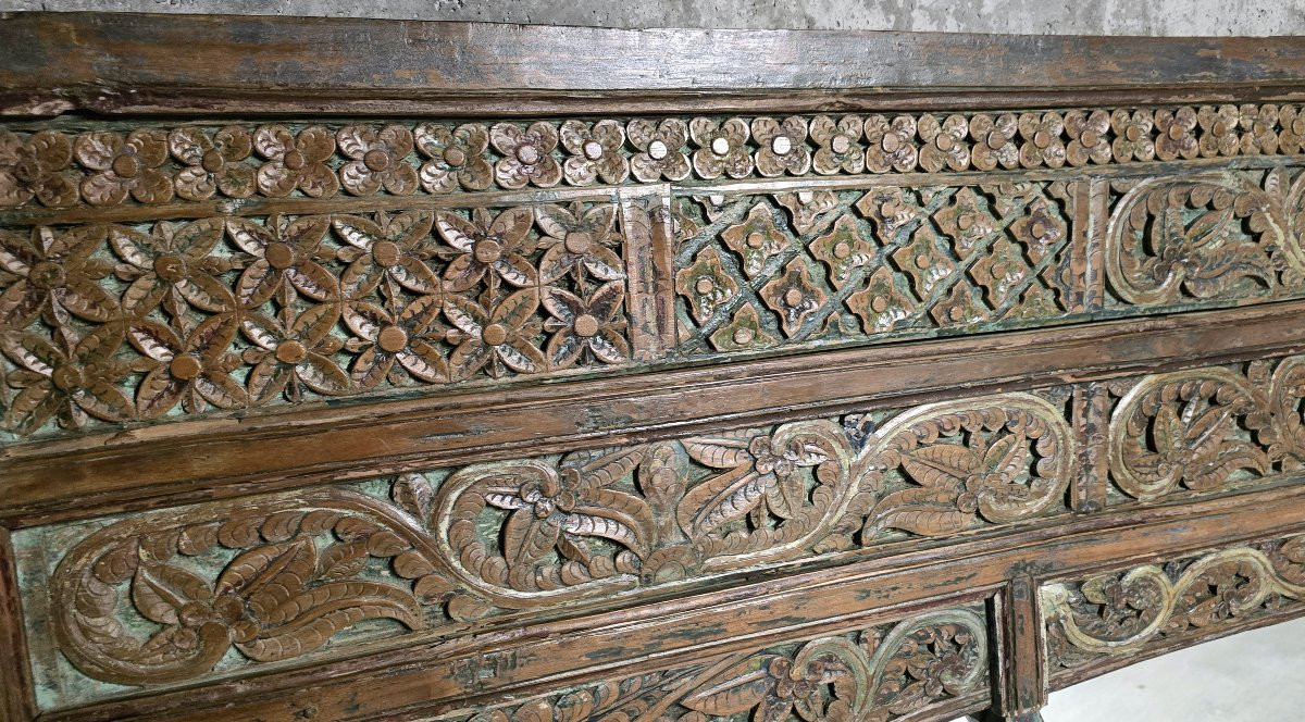 Large Mirror - Indian Carved Wooden Headboard -photo-7