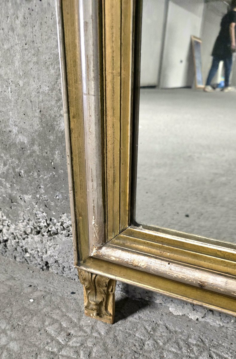 Miroir - Trumeau Doré Et Argenté Louis Philippe 106 Cm -photo-6