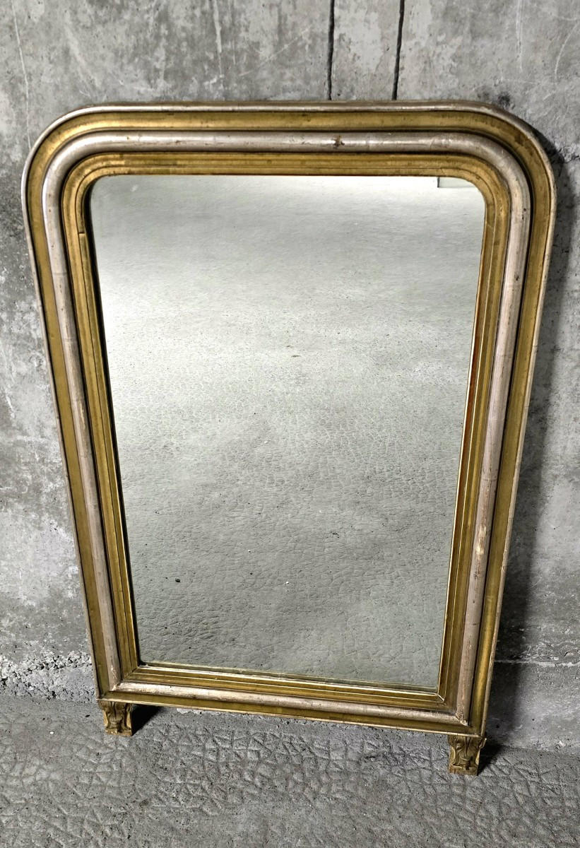 Miroir - Trumeau Doré Et Argenté Louis Philippe 106 Cm 