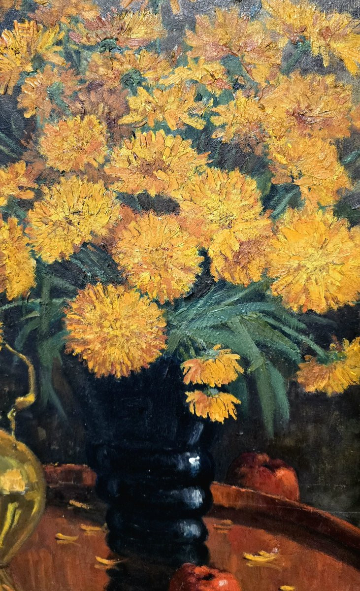 Oil On Wood Panel - Still Life - Leopold Wattecamps 1949-photo-2