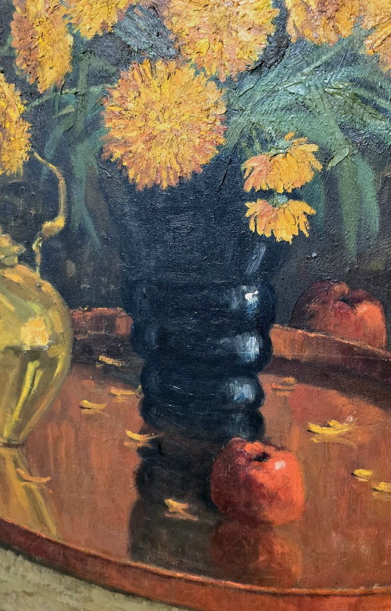 Oil On Wood Panel - Still Life - Leopold Wattecamps 1949-photo-4
