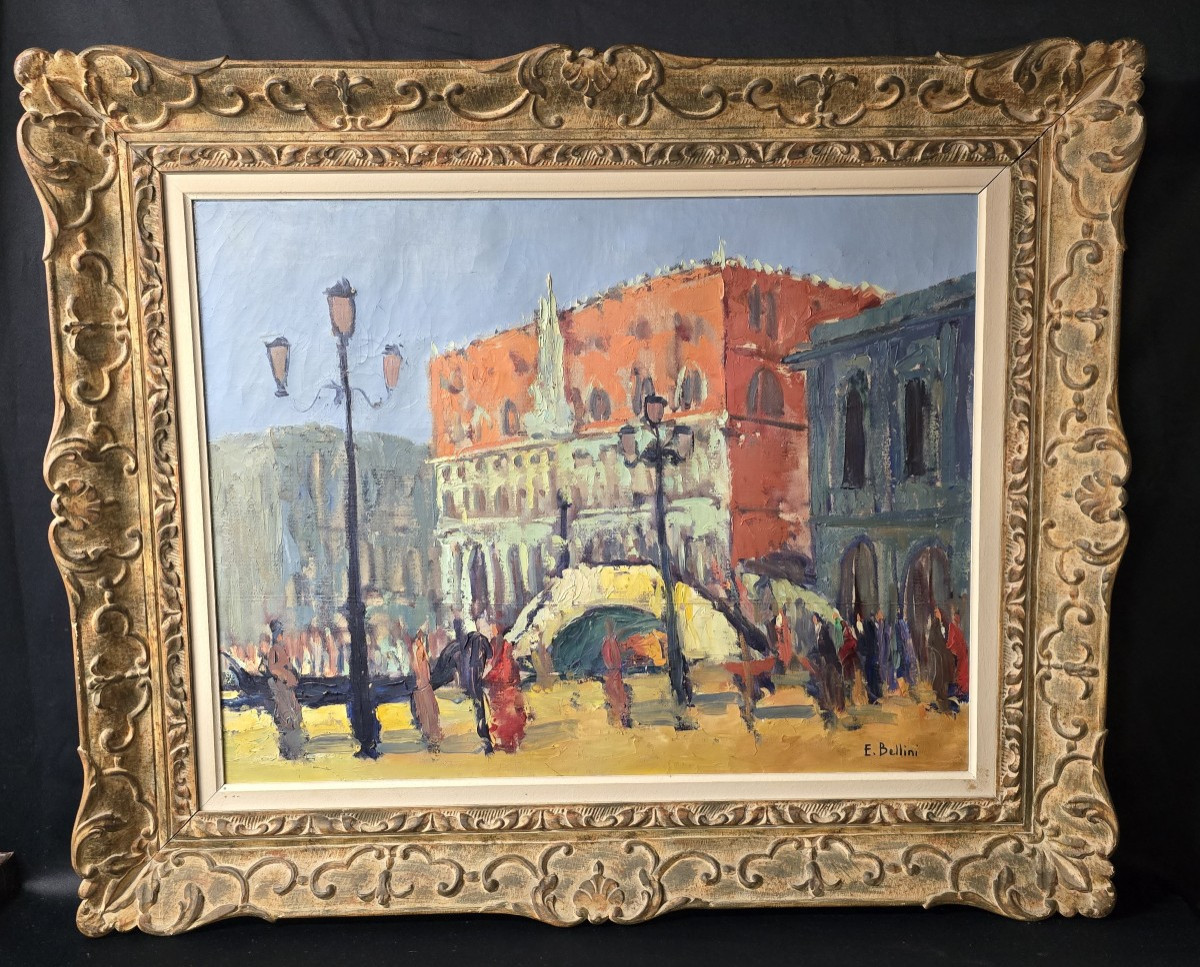 Emmanuel Bellini (1904-1989) - Venice Doge's Palace - Oil On Canvas 