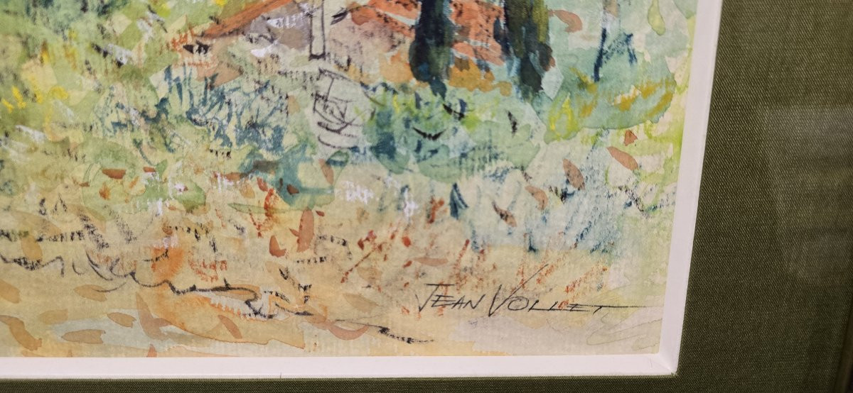 Watercolor On Paper By Jean Vollet (1935 - 2015)-photo-2