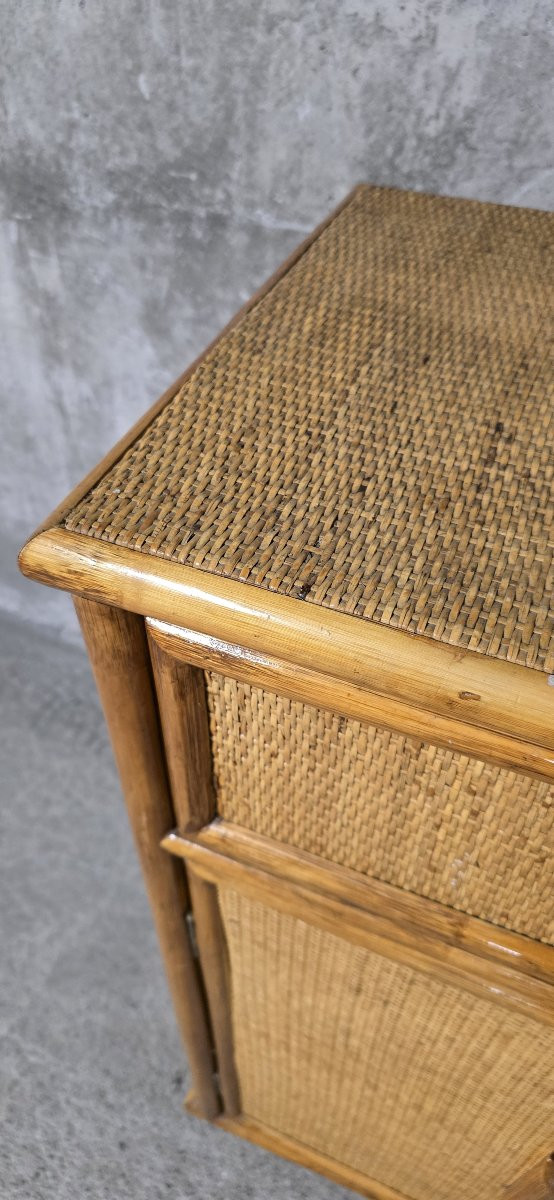 Buffet - Chest Of Drawers In Woven Rattan And Vintage Natural Bamboo -photo-2