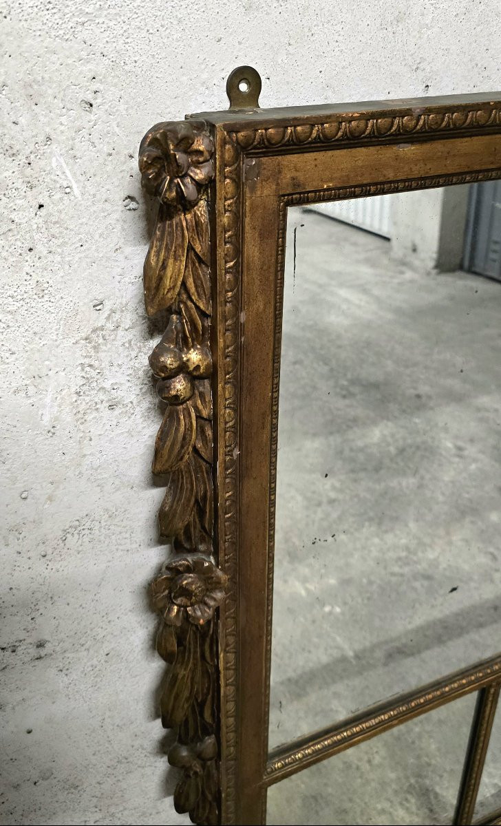 Miroir de cheminée en bois et stuc, fin XIX début XX-photo-1