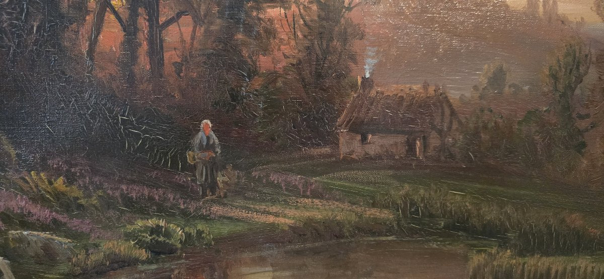 Gaston Anglade (1854-1919) Castle And Cottage Oil On Canvas -photo-4