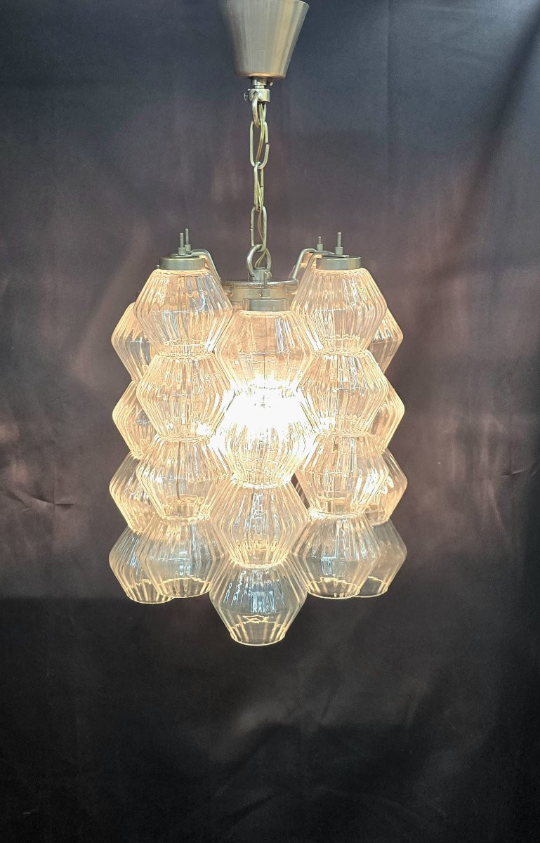 Lustre vintage par Carlo Scarpa pour Venini Murano en verre soufflé – Italie 1960/70-photo-2