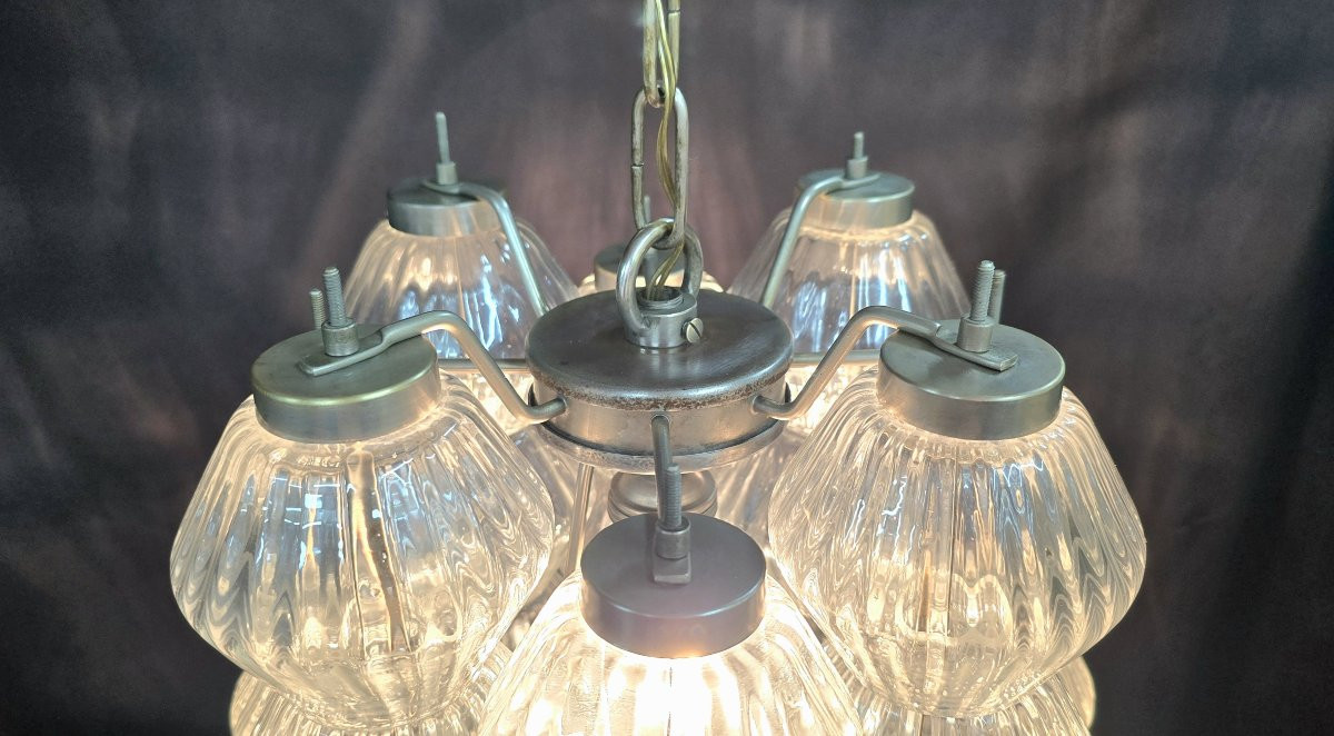 Lustre vintage par Carlo Scarpa pour Venini Murano en verre soufflé – Italie 1960/70-photo-3