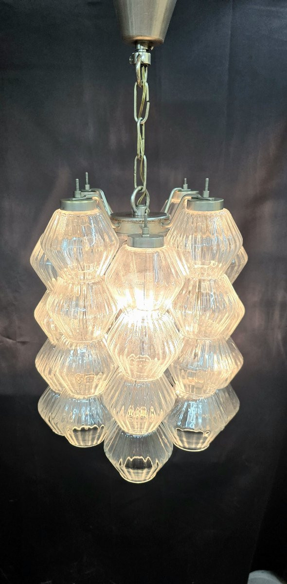 Lustre vintage par Carlo Scarpa pour Venini Murano en verre soufflé – Italie 1960/70-photo-1