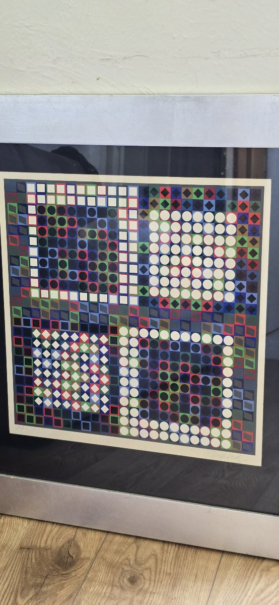 Victor Vasarely (1906-1997) - Kinetic Composition - Signed Silkscreen - Ea-photo-3