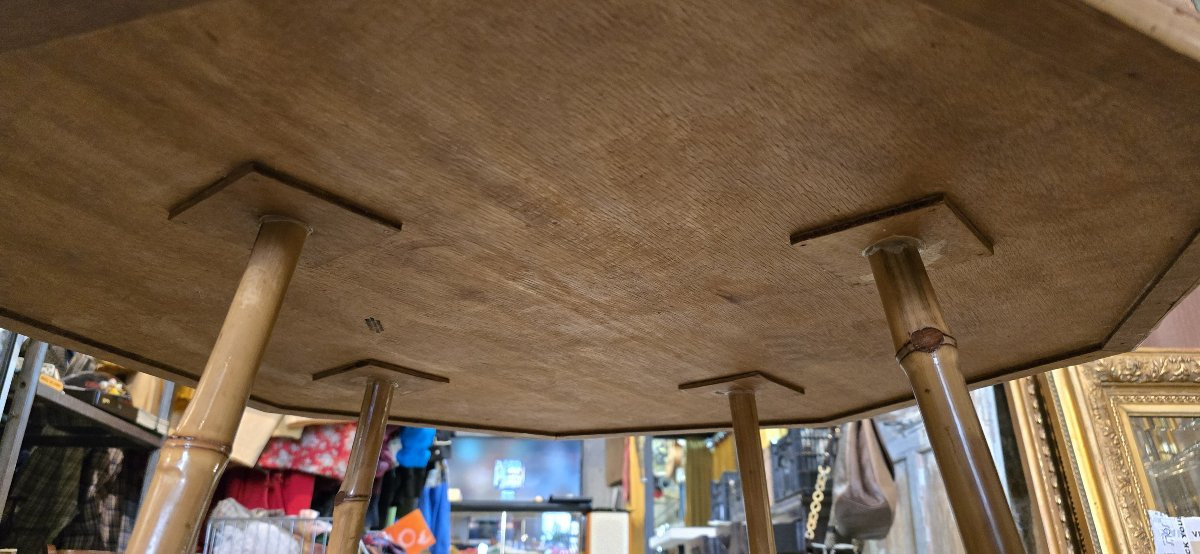 Octagonal Bamboo Table – Cogolin, 1980s-photo-3