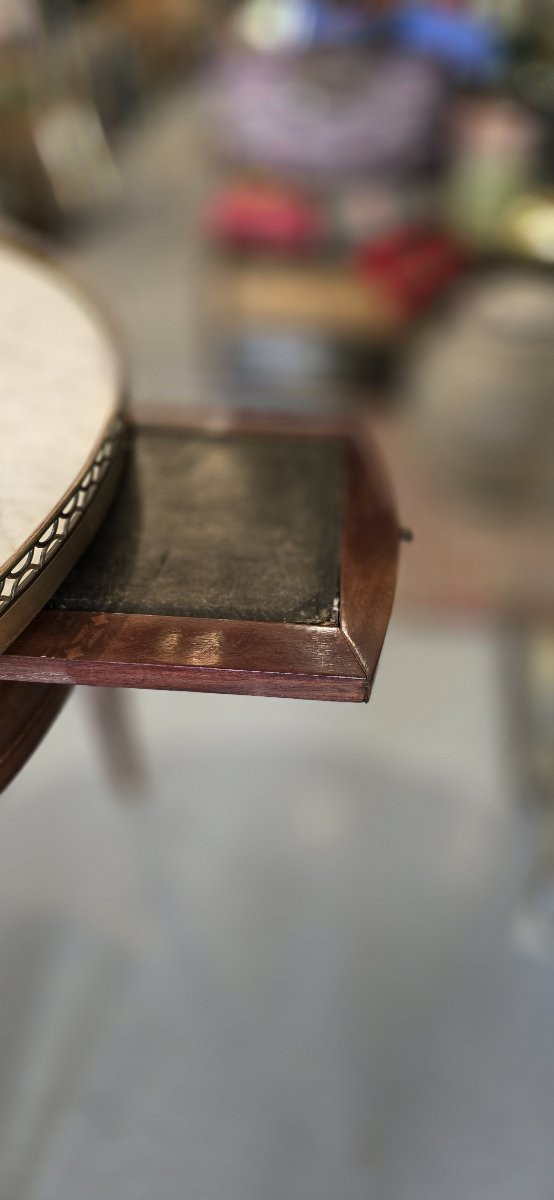 Table bouillotte de style Louis XVI en acajou début XXe-photo-1