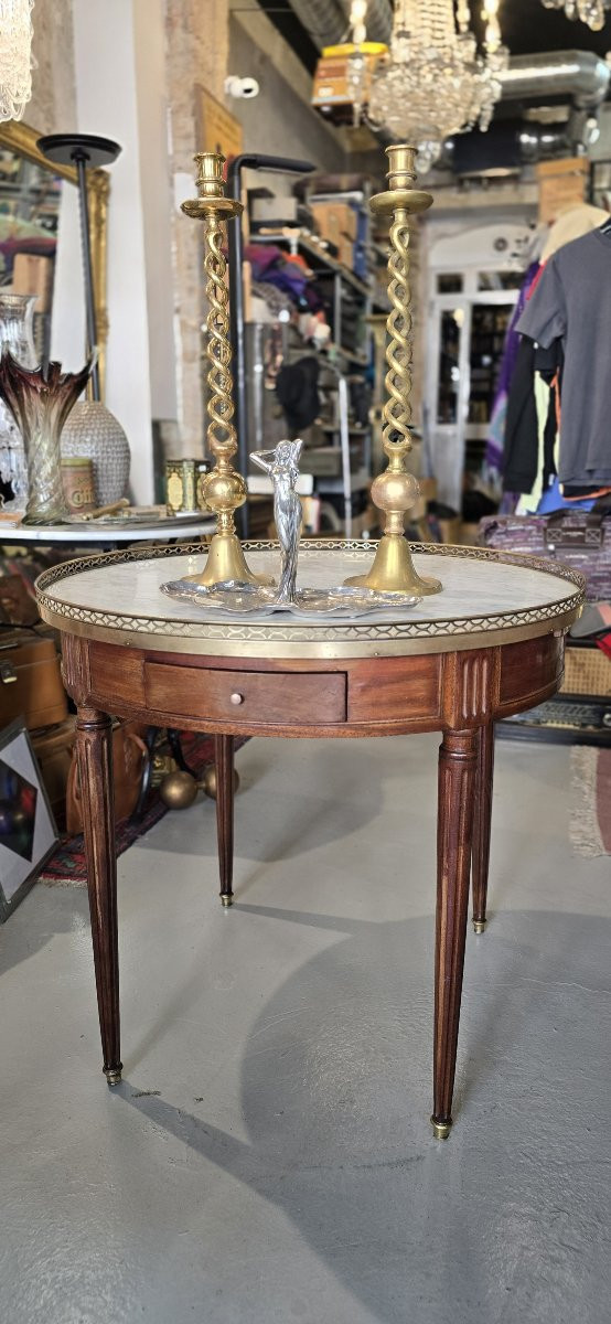 Table bouillotte de style Louis XVI en acajou début XXe-photo-4