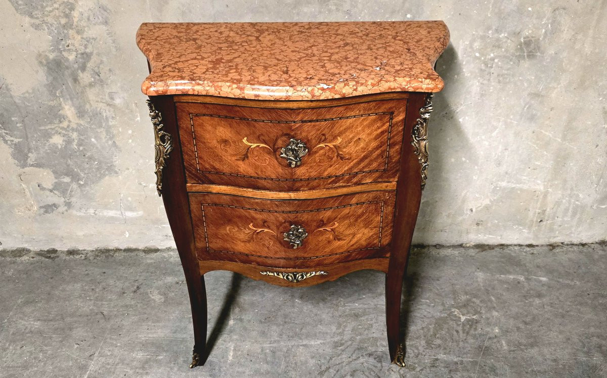 Louis XV Style Chest Of Drawers In Rosewood Marquetry, 20th Century-photo-2