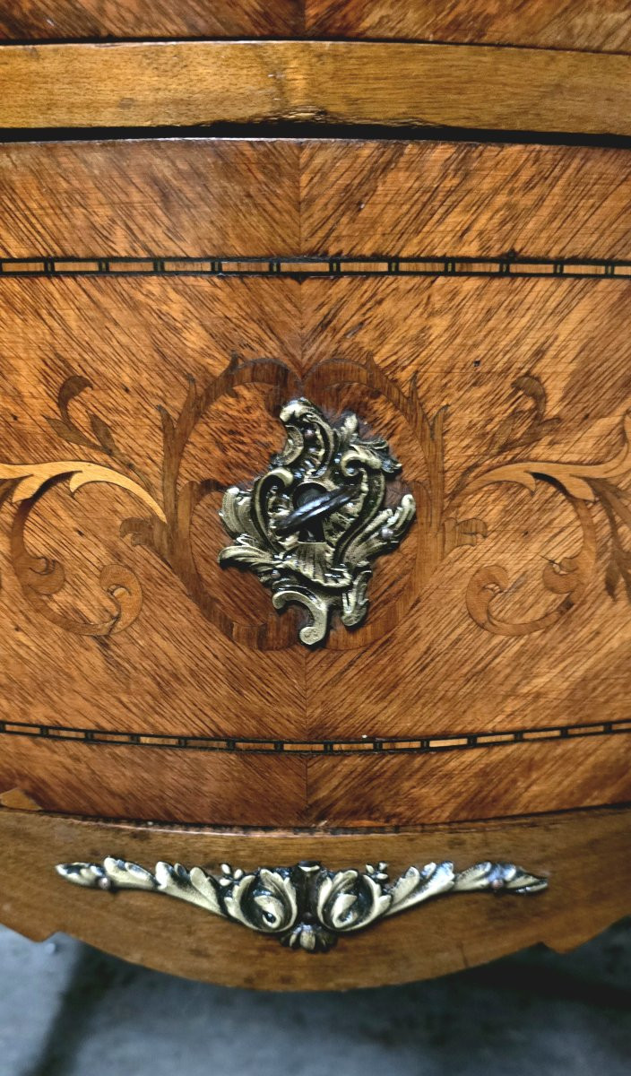 Louis XV Style Chest Of Drawers In Rosewood Marquetry, 20th Century-photo-4