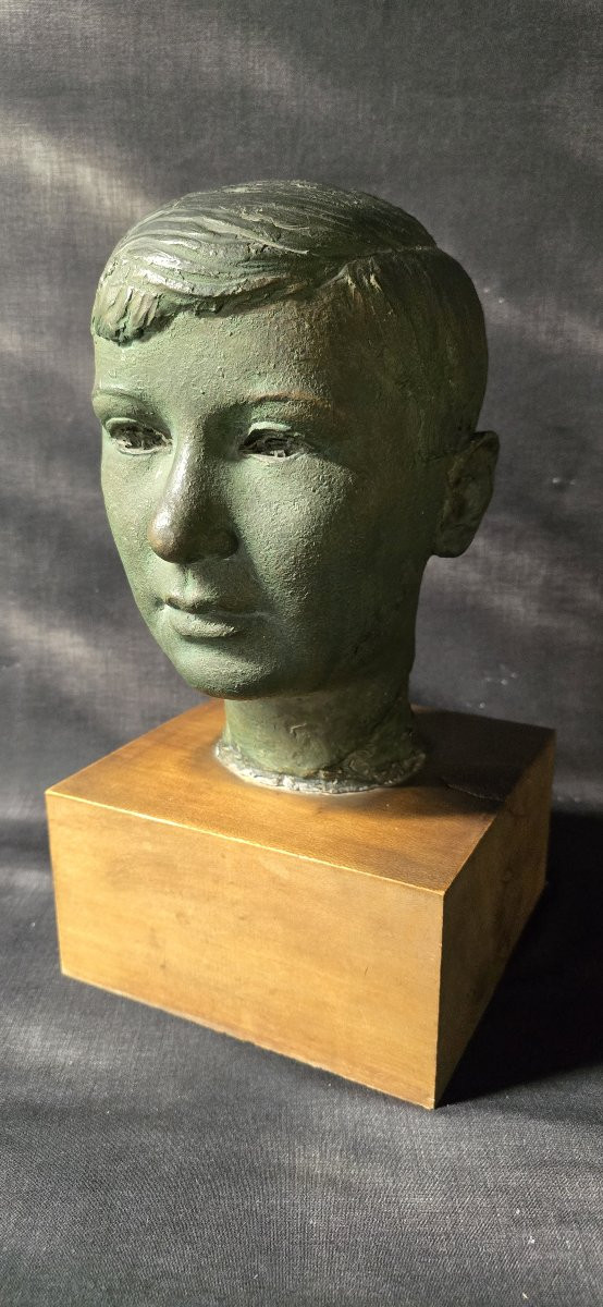 Angelo Meani (1906-1977) Patinated Plaster Bust 1954-photo-2