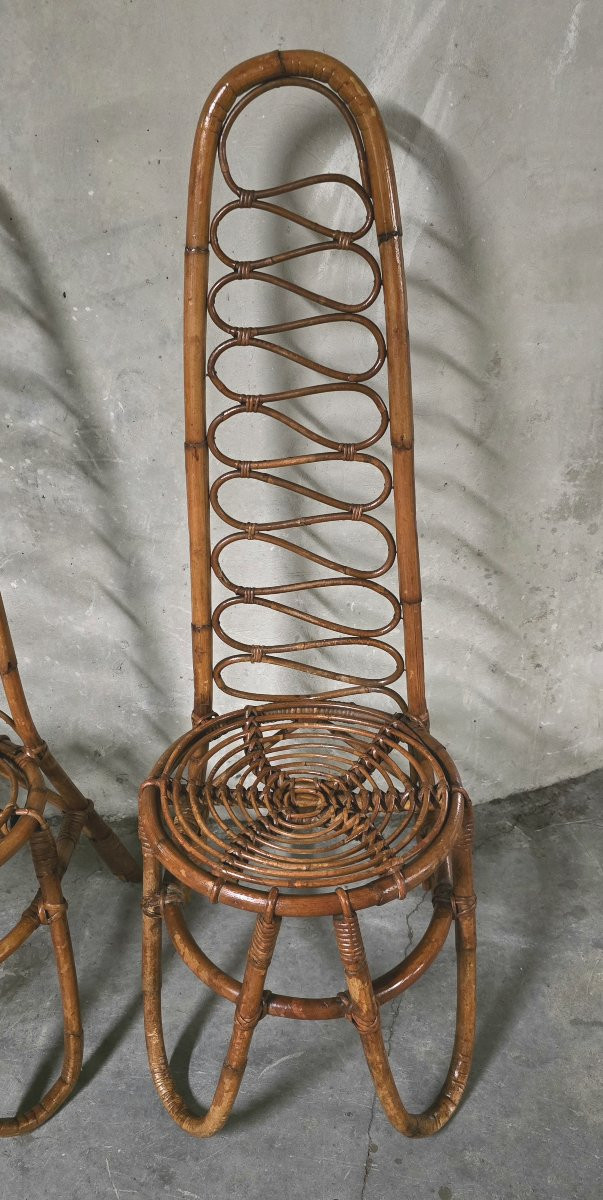 Lot de 4 chaises en bambou éditées par Bonacina, 1960-photo-2
