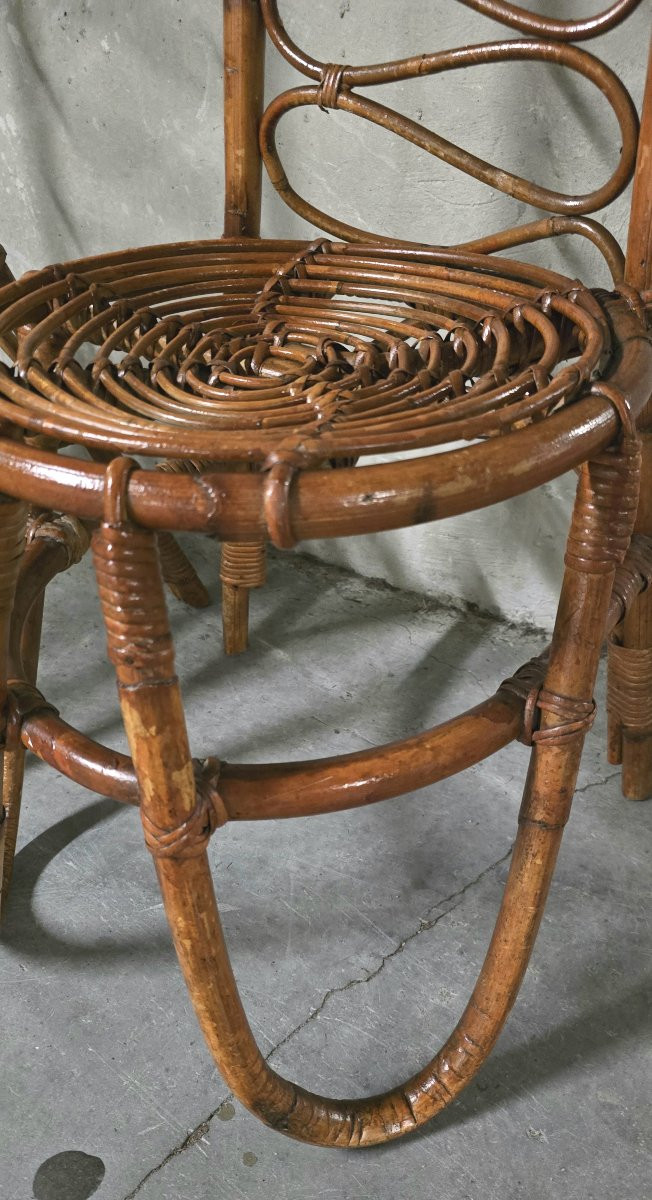 Lot de 4 chaises en bambou éditées par Bonacina, 1960-photo-1