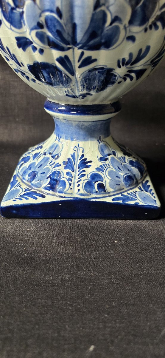 Delftware Vase – Cobalt Blue Floral Decoration-photo-2