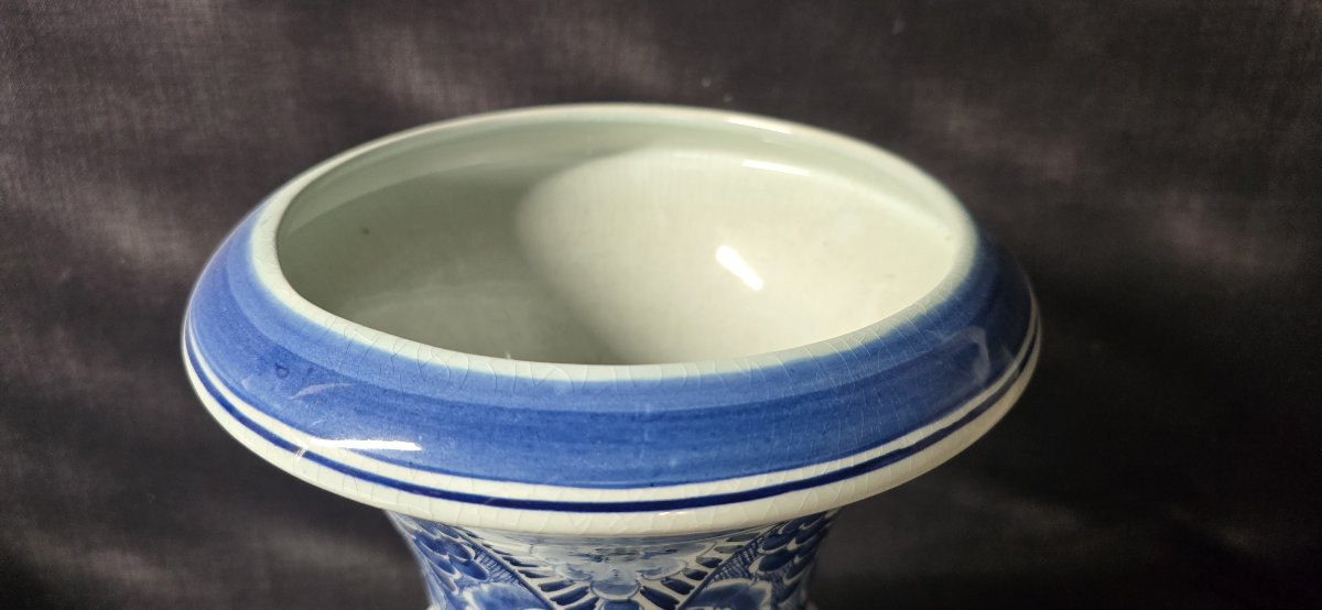 Delftware Vase – Cobalt Blue Floral Decoration-photo-3