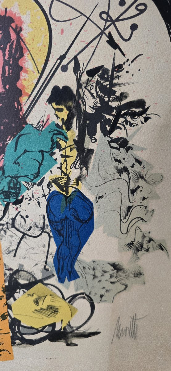 Raymond Moretti (1931-2005) - Signed And Numbered Lithograph "the Musicians" 1974-photo-2