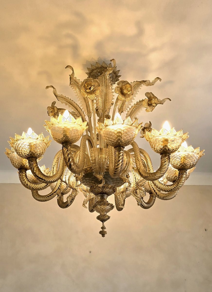 Lustre en verre de Murano – 12 lumières - début du 20e siècle-photo-5