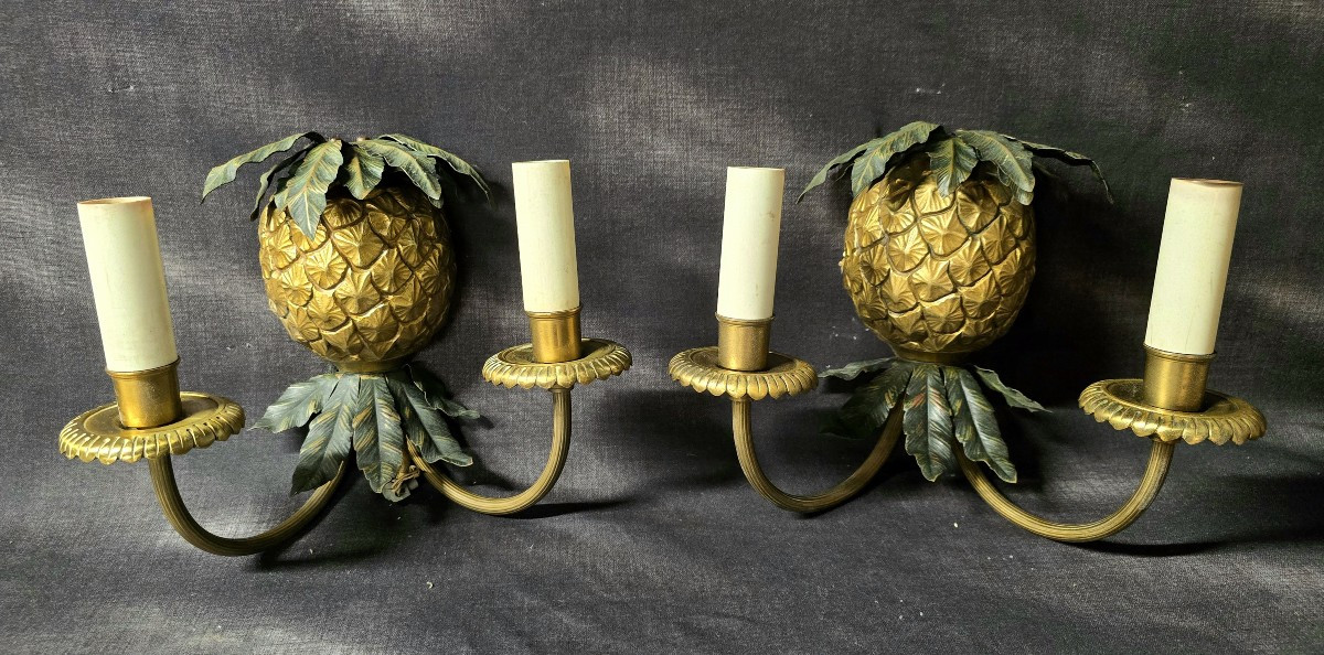 Maison Charles & Fils - Paire d'appliques Ananas 