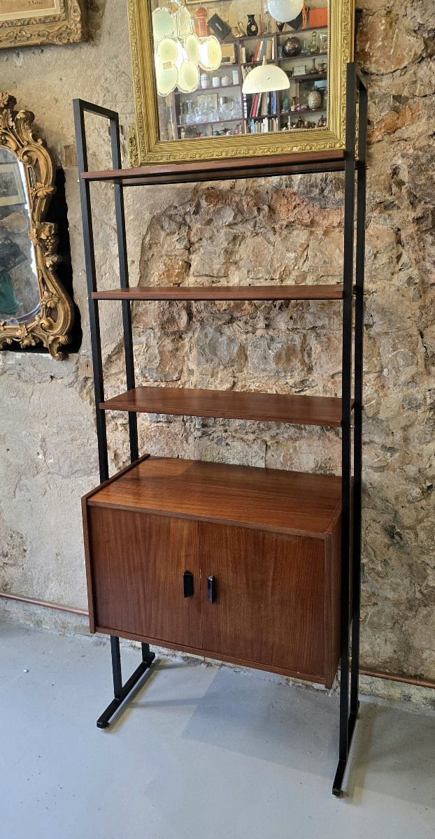 Bibliothèque / étagère vintage moderniste (années 50-60)-photo-2