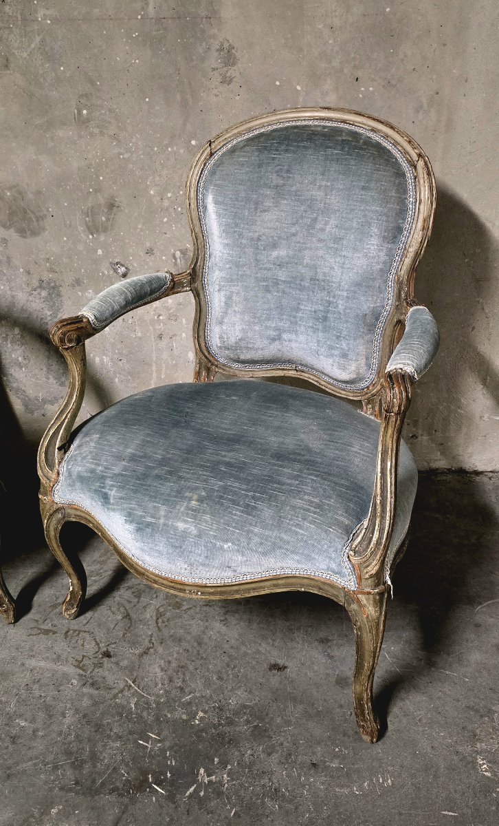 Paire de fauteuils cabriolets Louis XV, d’époque XVIIIe-photo-3