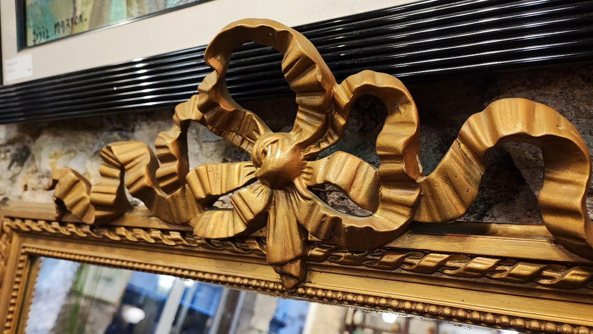 Grand miroir doré à ruban – époque Napoléon III - 136 cm-photo-3
