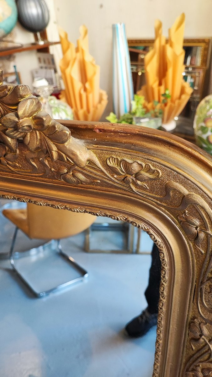 Grand miroir doré à fronton – époque Napoléon III - 136 cm-photo-3