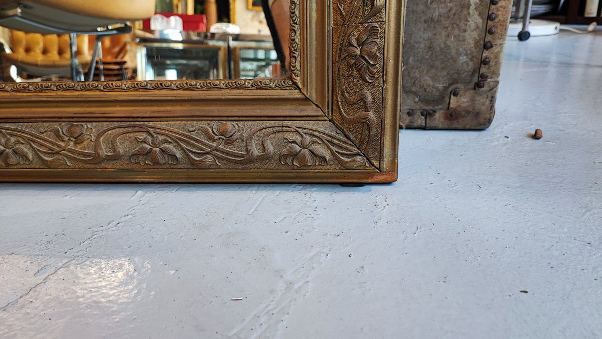 Grand miroir doré à fronton – époque Napoléon III - 136 cm-photo-4