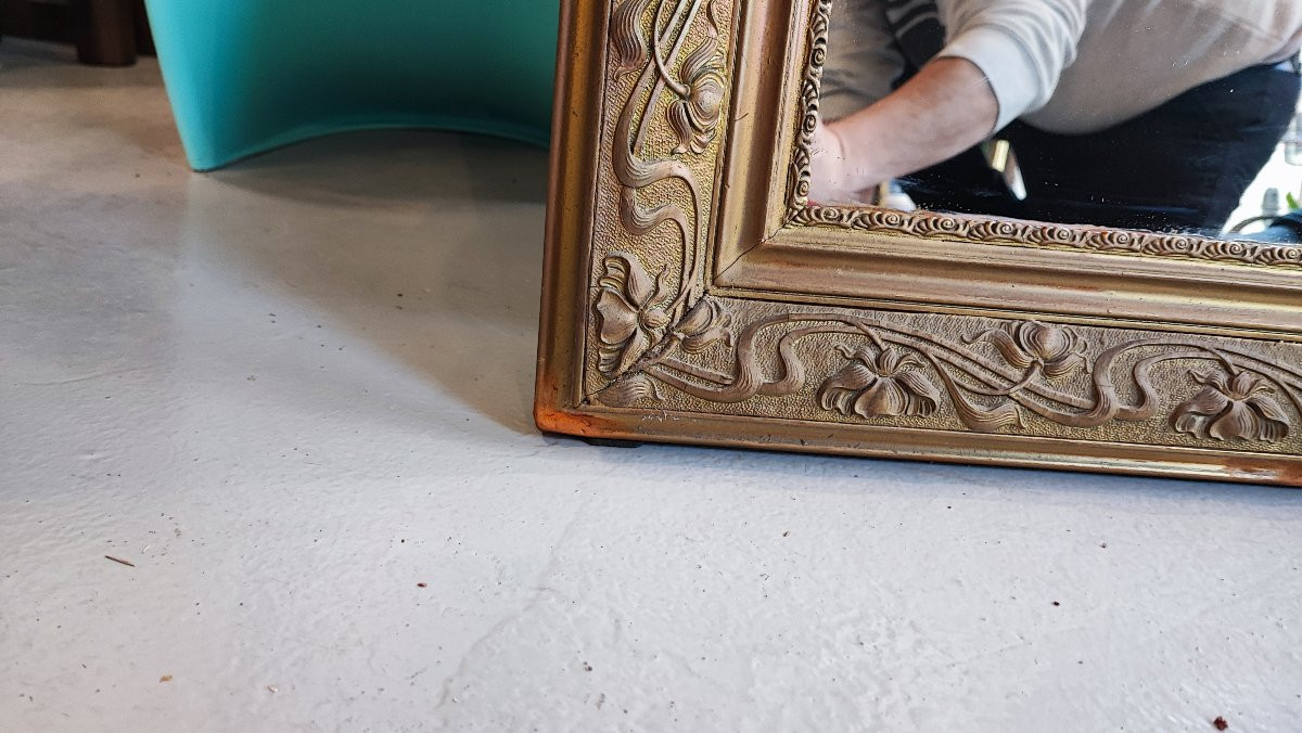 Grand miroir doré à fronton – époque Napoléon III - 136 cm-photo-5